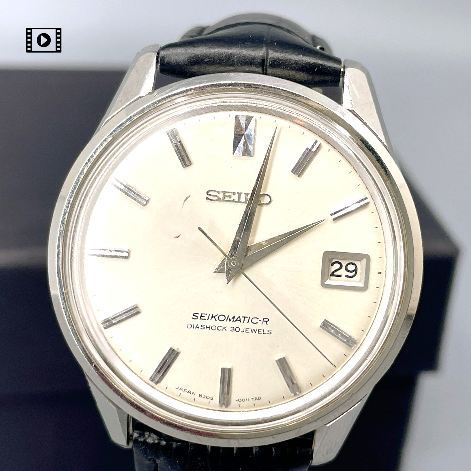 Vtg1965【Exc+5/Box】SEIKO matic 8305-0020 Silver Dial Date 37mm 30 J AT Men's Watc