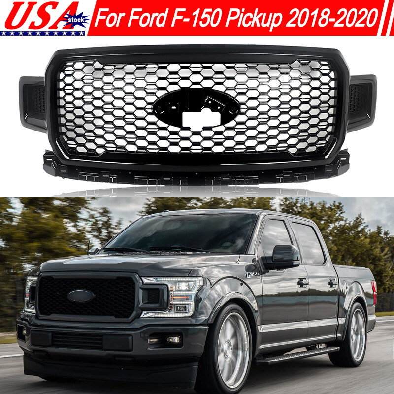 Fit Ford F-150 F150 2018 2019 2020 Agate Black Front Bumper Radiator Grille US Fit Ford F-150 F150 2018 2019 2020 Agate Black Front Bumper Radiator Grille US