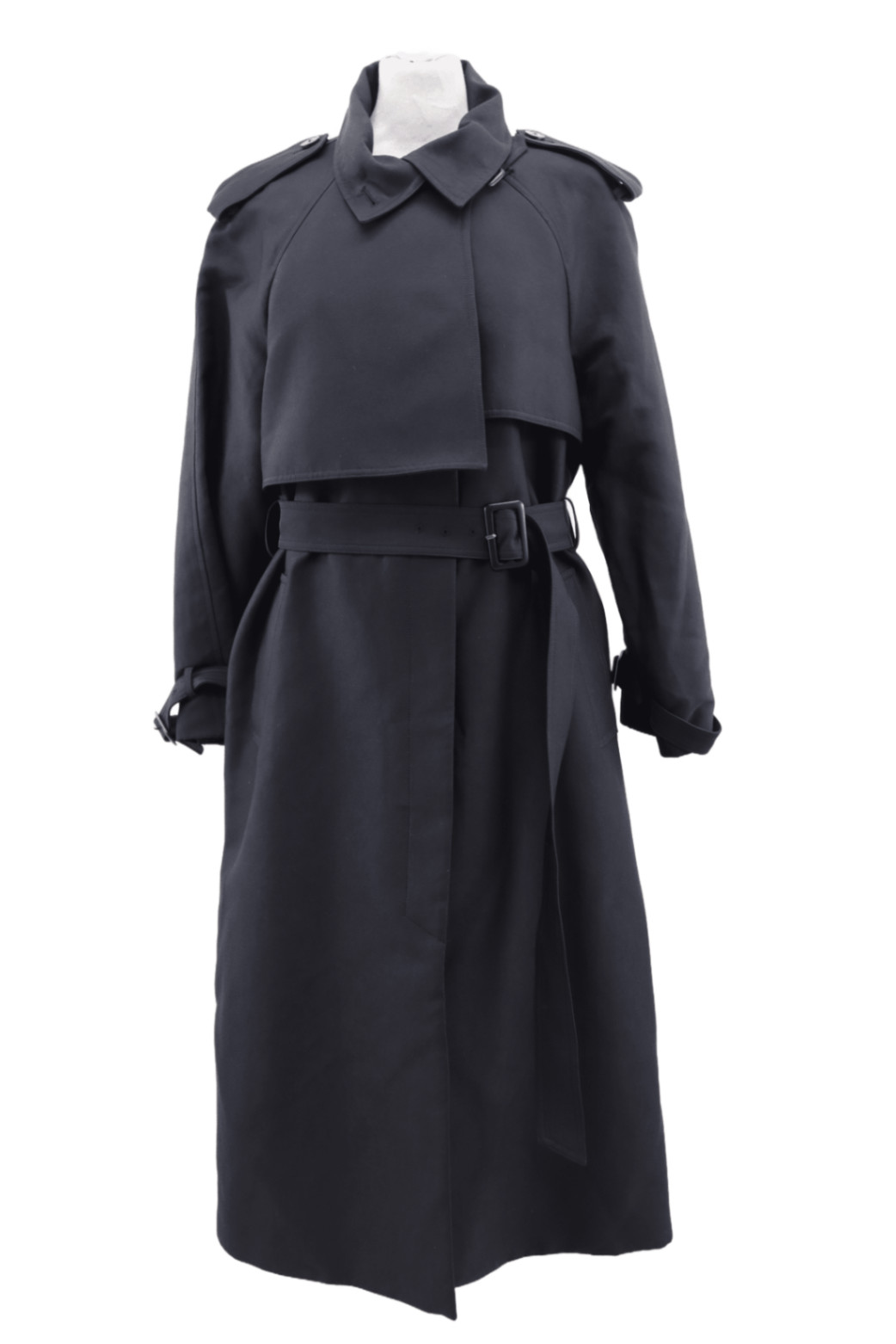 Reiss Women\'s Size 10 Black Trench Coat Long Button Lined Belt New