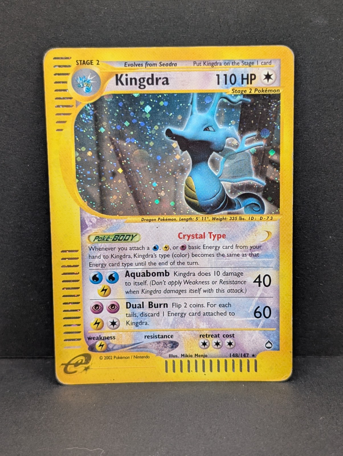 Kingdra Crystal 148/147 Aquapolis Holo Secret Rare Pokemon TCG Vintage MP+