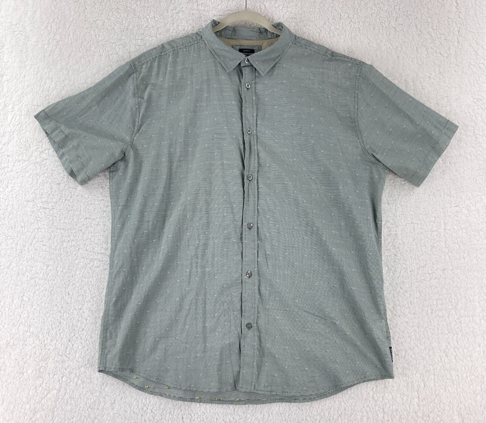 prAna Pikeville Shirt Mens XXL Green Slim Fit Organic Cotton Short Sleeve Button