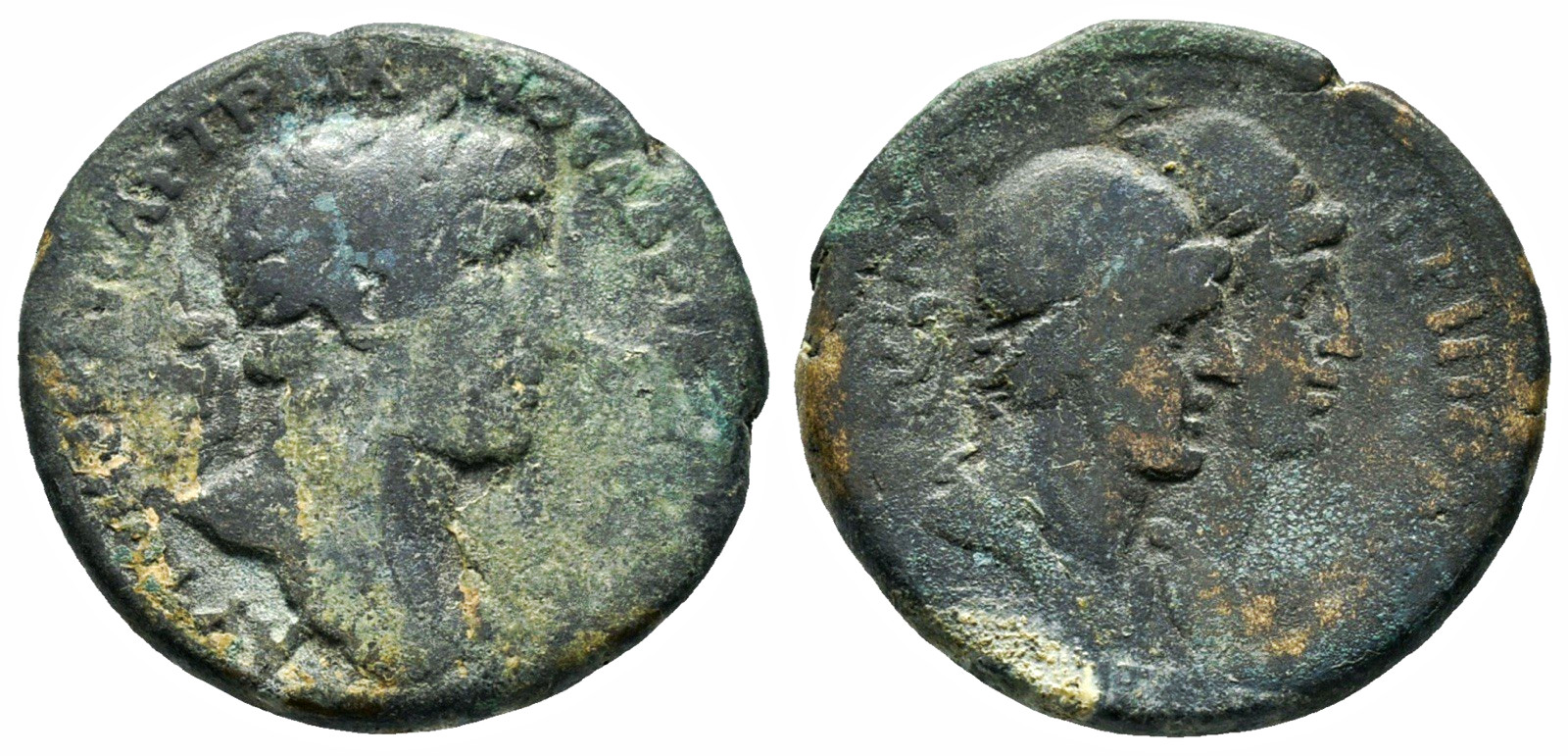 Hadrian AE25 Tripolis Phoenicia Dioscuri Twins Stars RPC 3829 Roman Coin