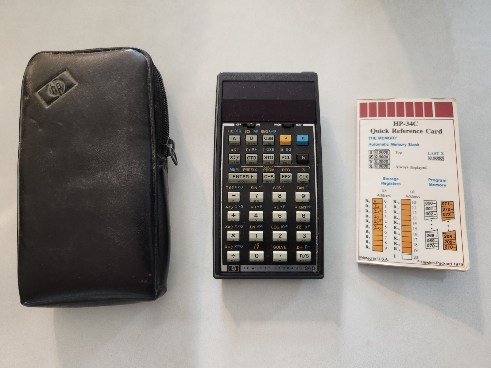 Vintage Hewlett Packard HP34C Calculator with case and card - parts only