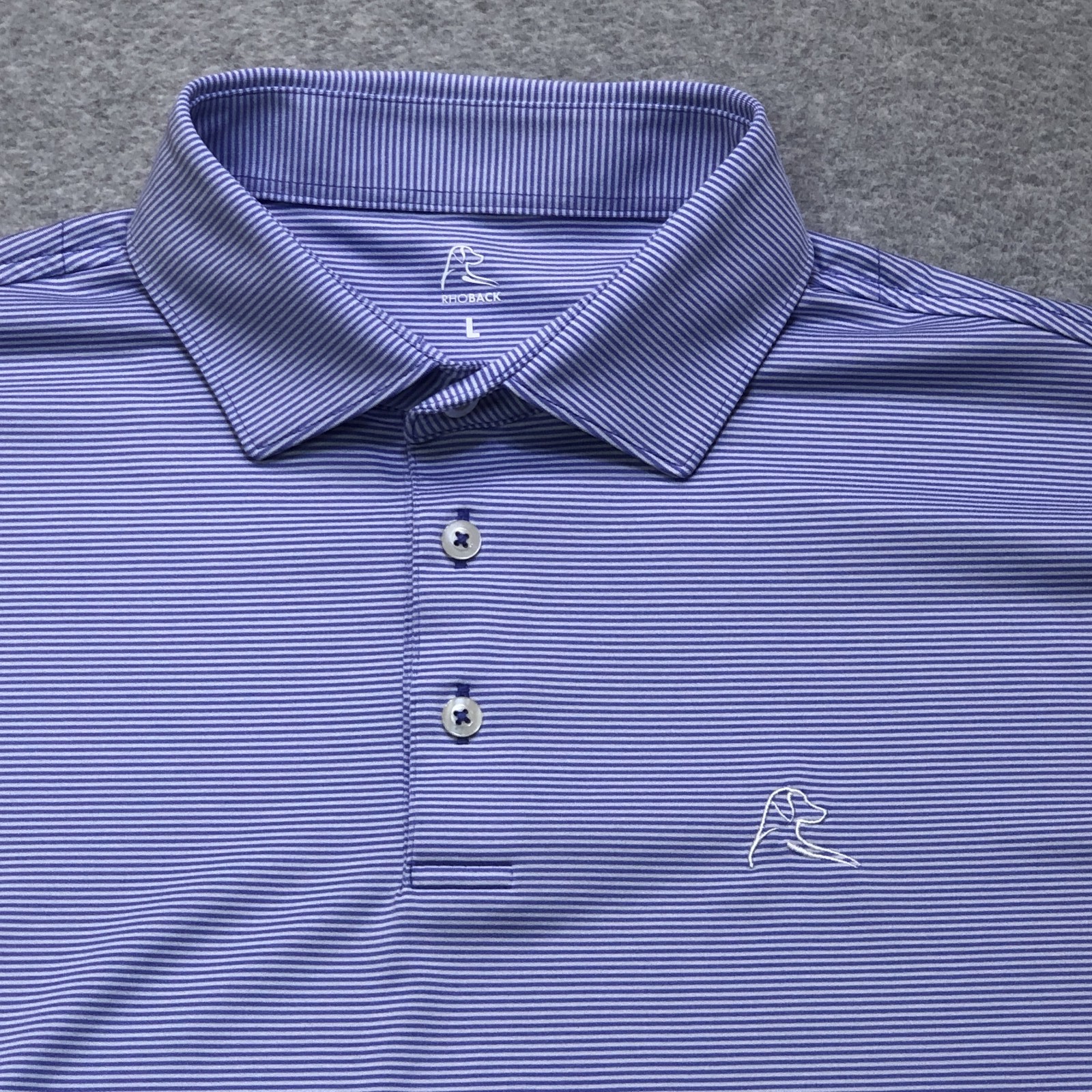 Rhoback Polo Shirt Men\'s Large Purple Golf Performance Lightweight Stretch Rhoback Polo Shirt Men\'s Large Purple Golf Performance Lightweight Stretch