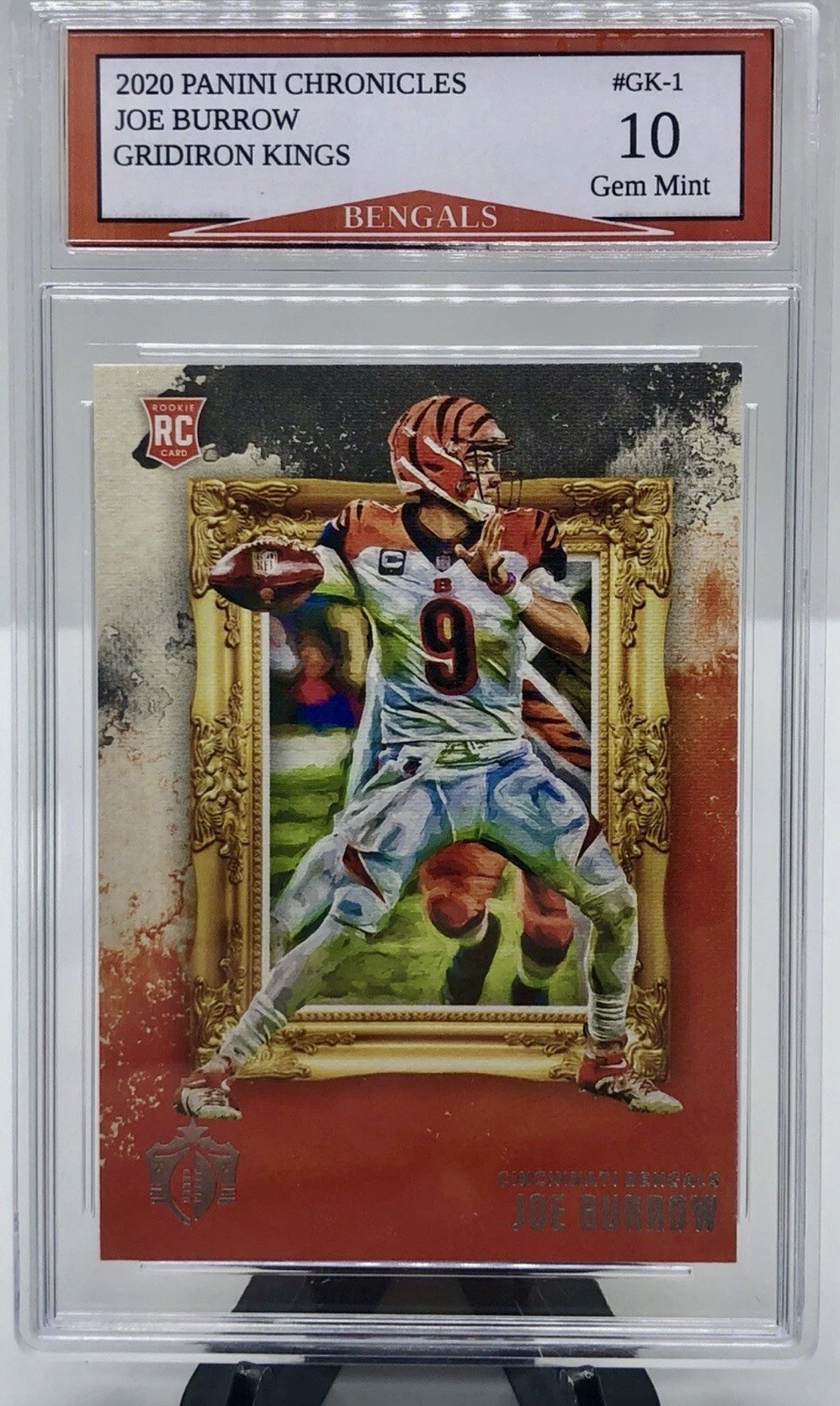 2020 Panini Chronicles Joe Burrow Rookie Gridiron Kings Card #GK-1 Graded 10