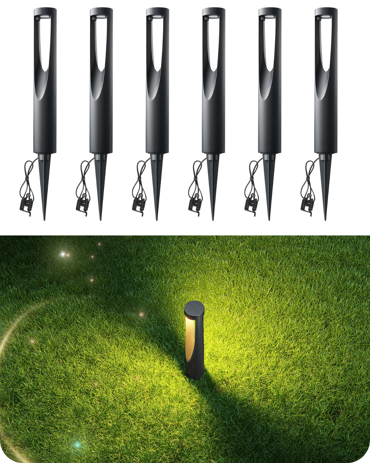 EDISHINE 6PK 12V 2W 150LM 3000K Low Voltage Pathway Lights Waterproof Wired