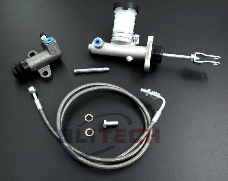 Fit 1991-1998 Nissan 240sx Master & Slave Cylinder & Silver Clutch Line Kit