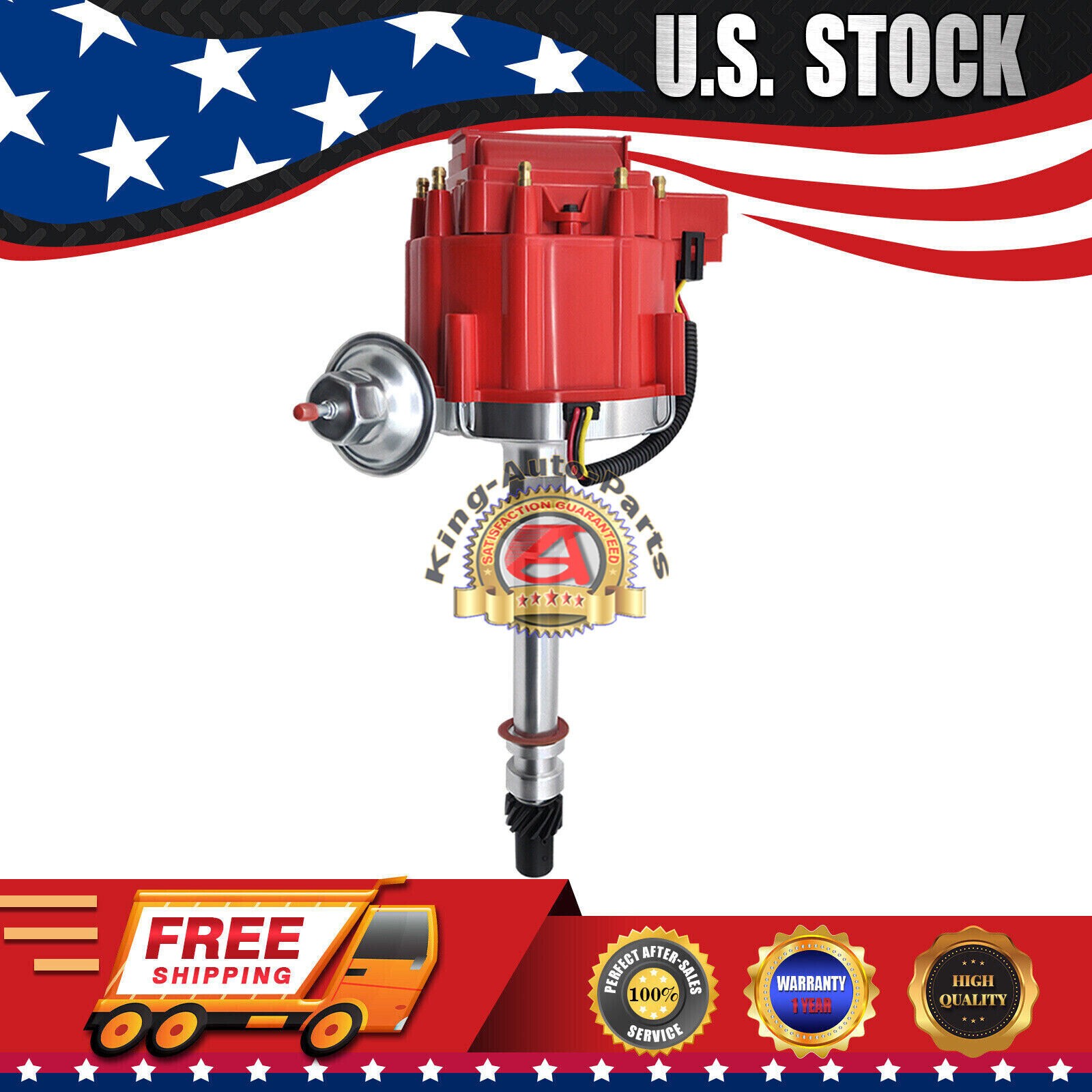Red Racing HEI Distributor w/ 65K Coil 7500RPM for Chevy V8 SBC BBC 350 454 GM08