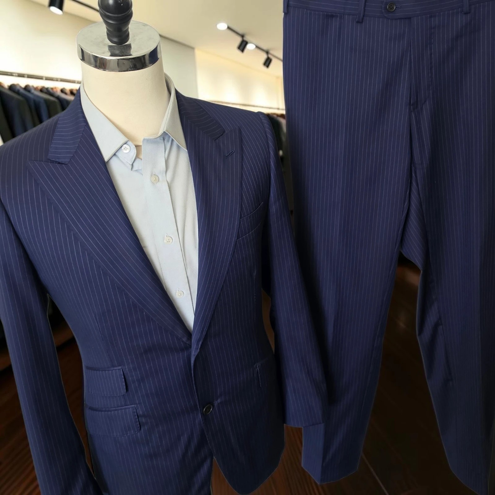 Bespoke Loro Piana Suit 38r Slim 31x31 Super 150s & Silk Full Canvas Peak Lapel