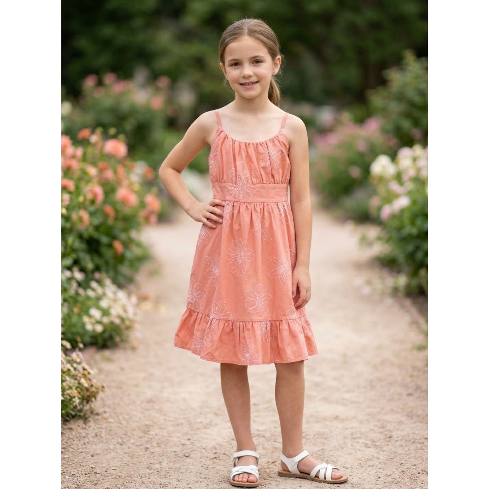 Btween Girls Orange Tiered Spaghetti Strap Sundress Size 10 Casual Summer Dress Btween Girls Orange Tiered Spaghetti Strap Sundress Size 10 Casual Summer Dress