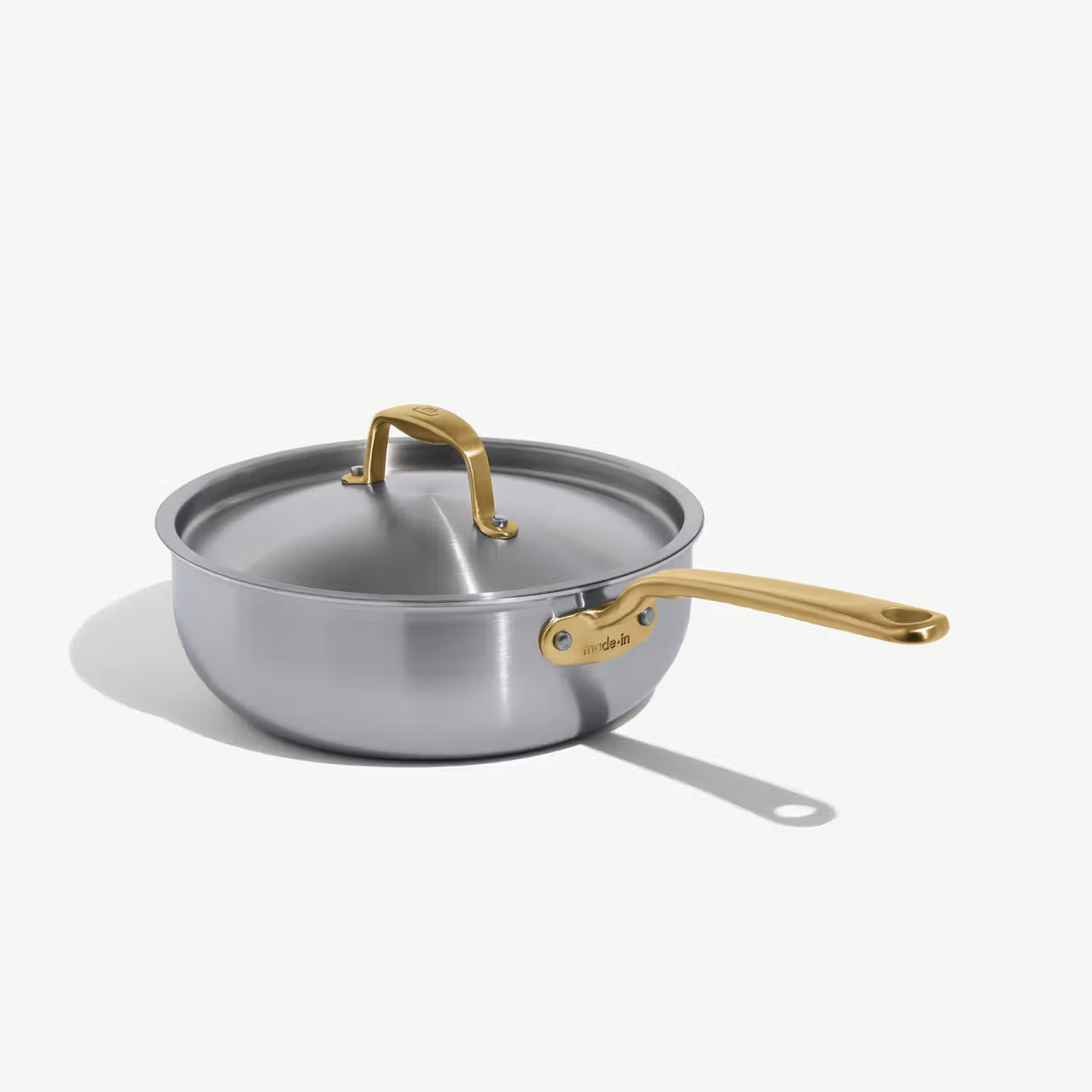 Made In Stainless Saucier Set 5-Ply Induction Cookware with Lids | Antique Brass