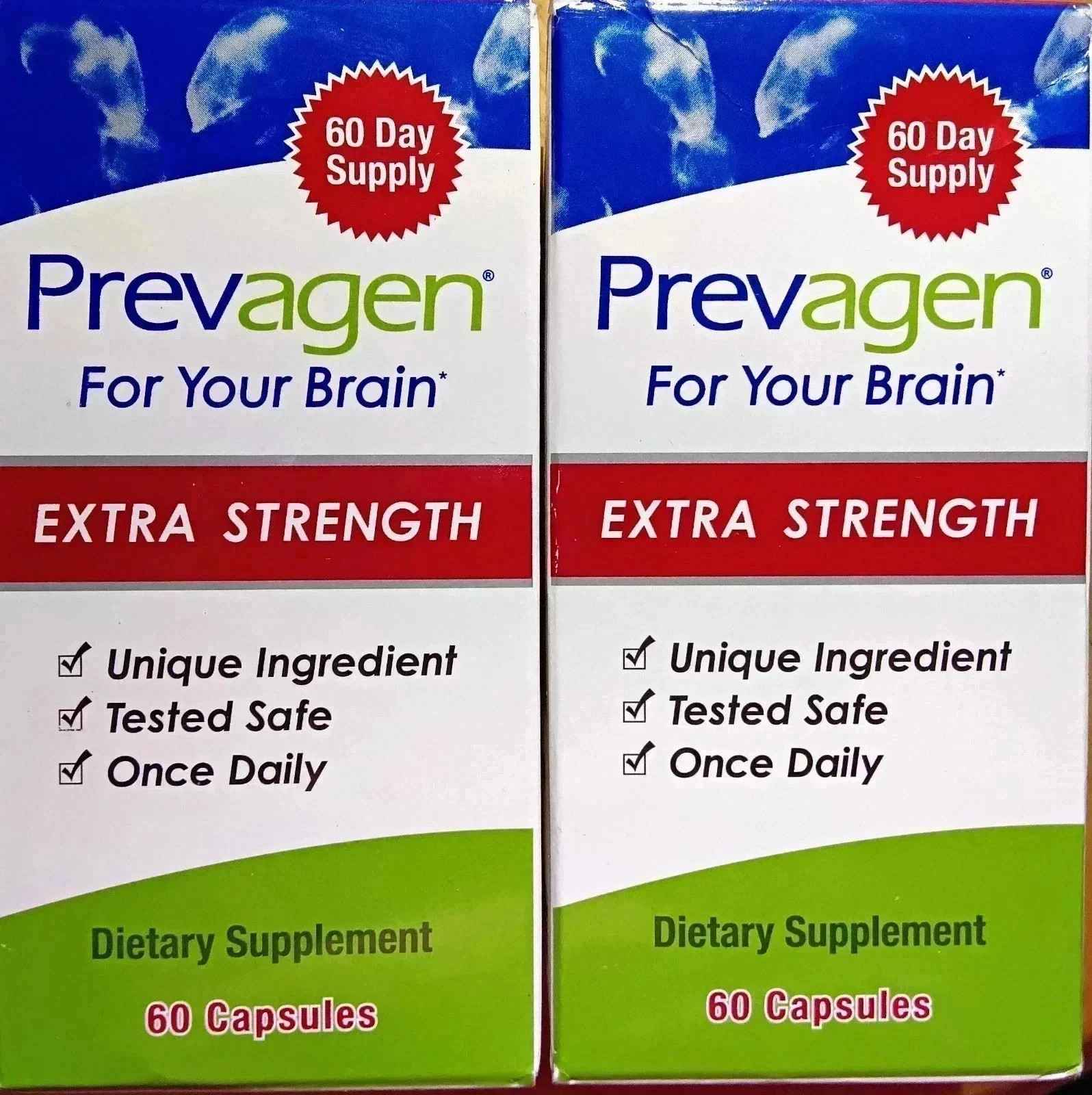 2 AUTHENTIC PREVAGEN EXTRA STRENGTH BRAIN HEALTH SUPPLEMENT 60 X2 120 CAPSULES