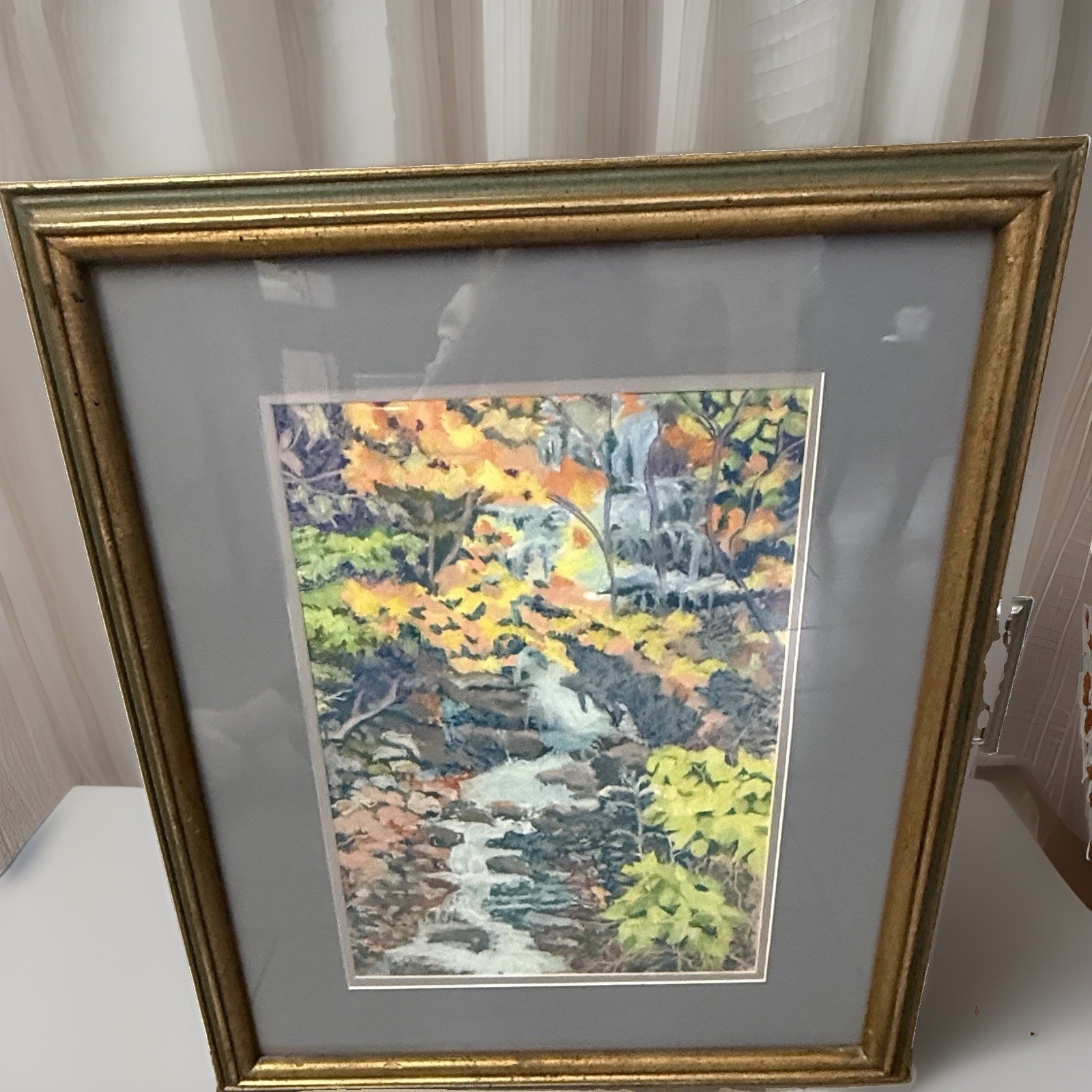 Buttermilk Falls PA Original Pastel Painting Signed Joan Chisarick Framed 28x23