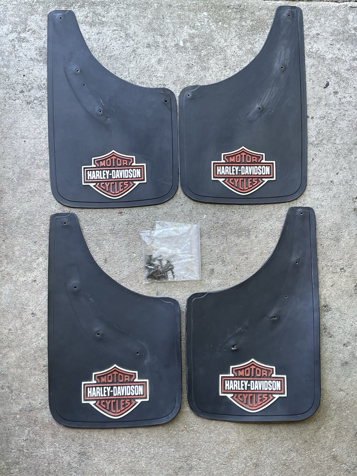 Vintage HARLEY DAVIDSON Mudflaps SETo\'4 USED 9x15 nice w/screws NO cuts