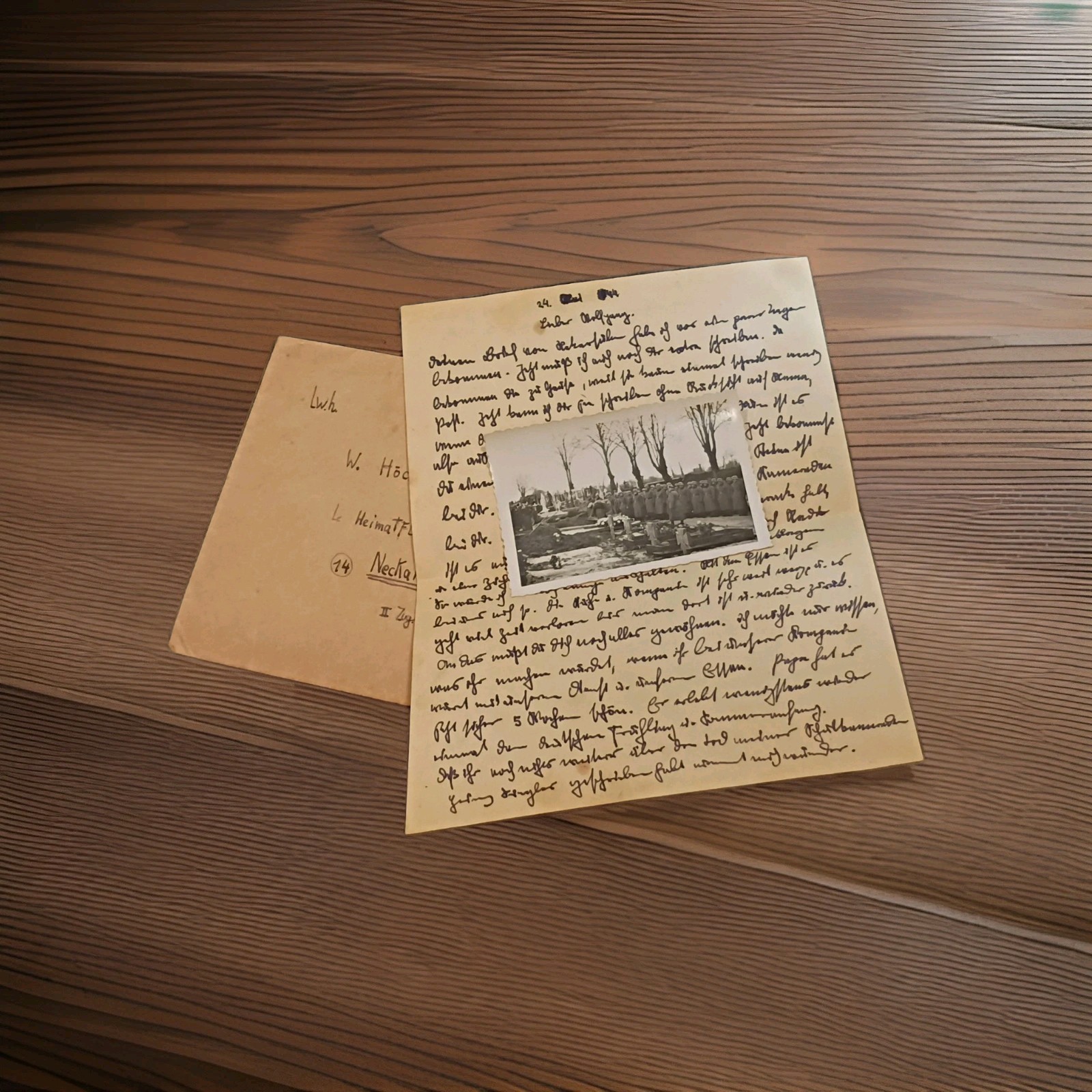 WWII German Feldpost Letter Photo Cemetery Funeral Anti Aircraft Flak RAD 1944