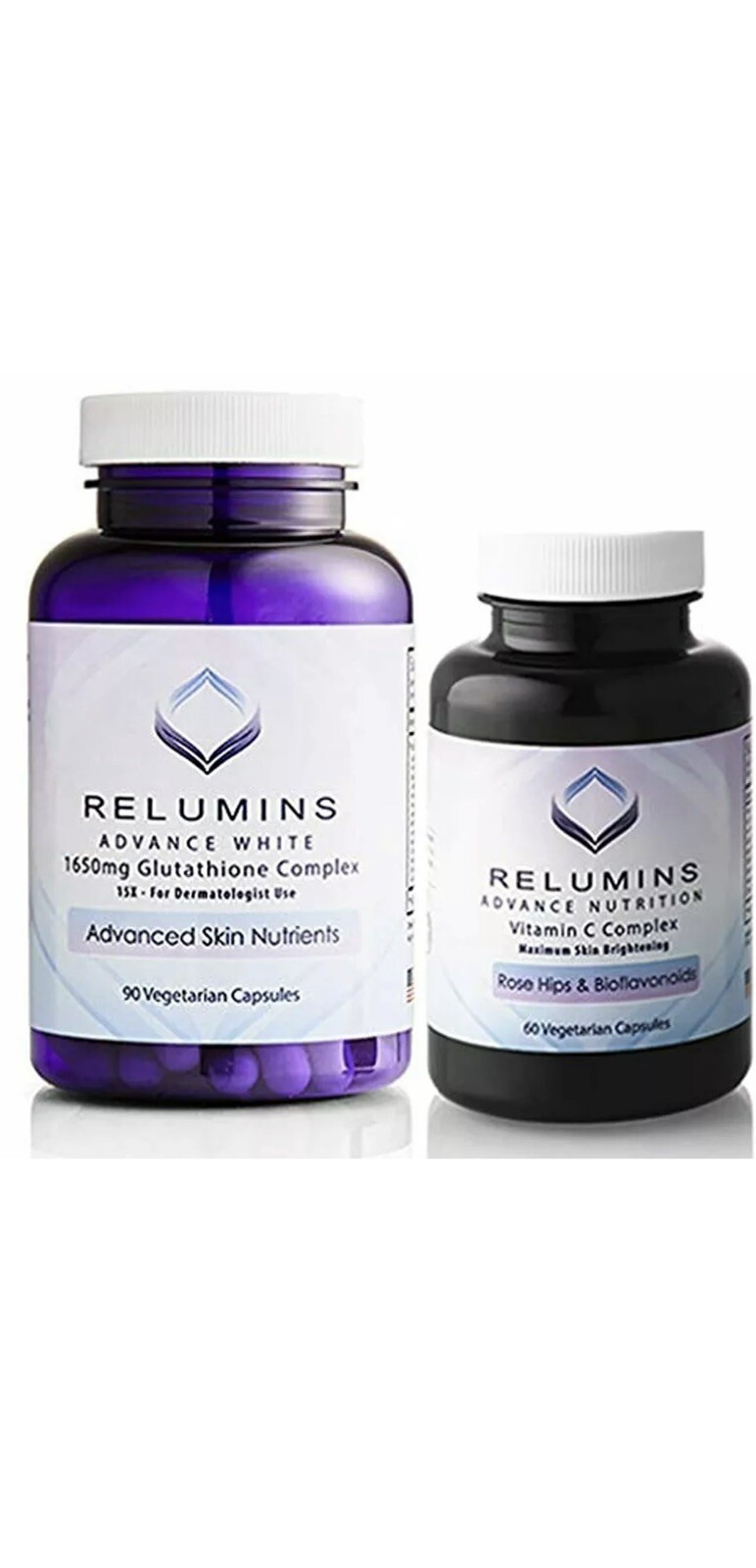 Relumins Advanced White Set - 1650mg Glutathione Complex and Advanced Vitamin C 