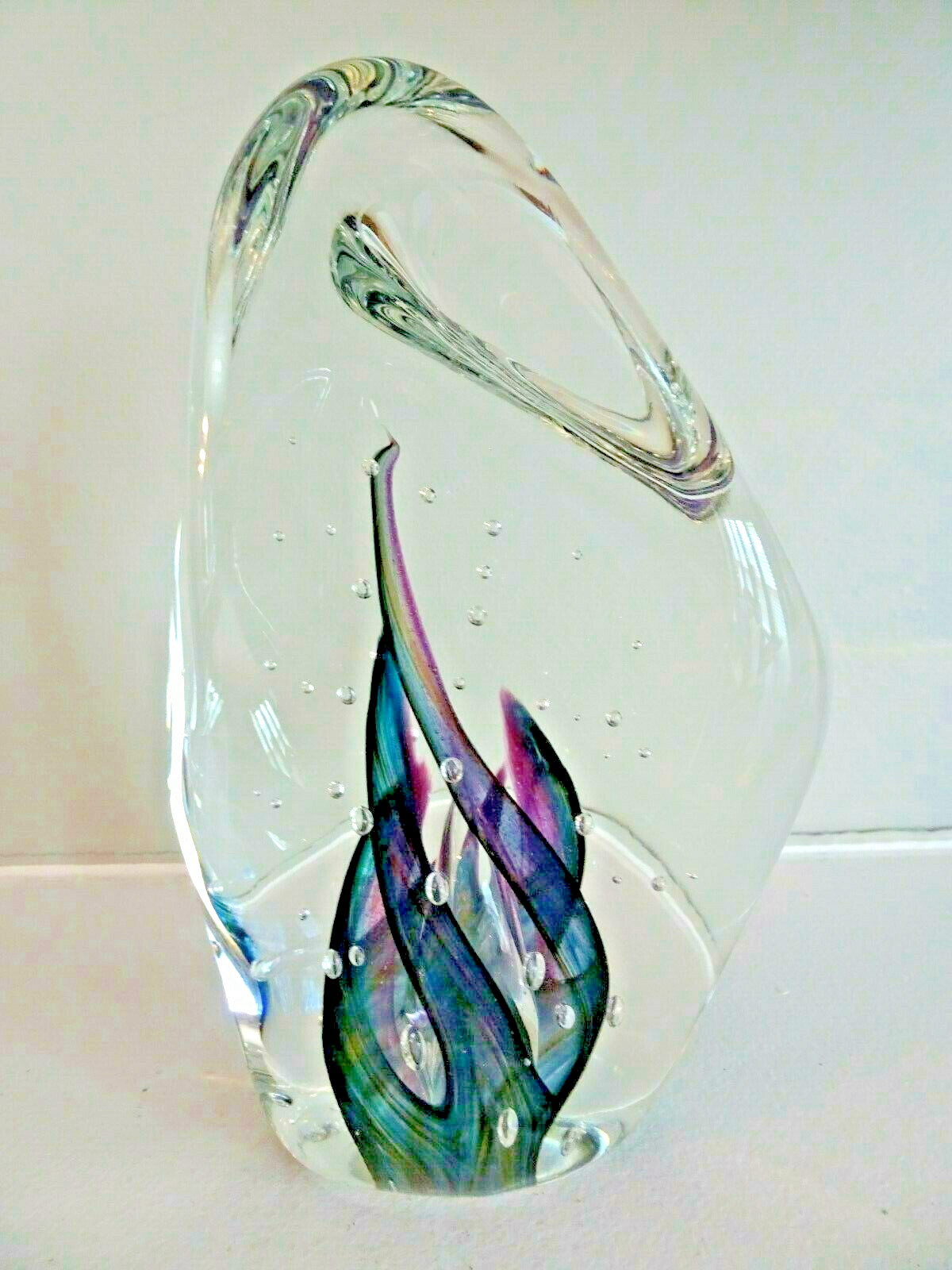 MAGNUM Fred WILKERSON Studio Art Glass Spiral Flame Sculpture / Paperweight 1997