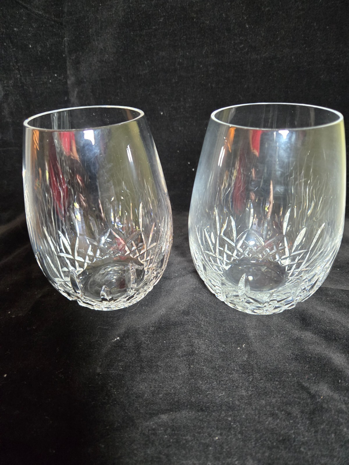 Waterford Lismore Essence Stemless Deep Red Wine Glasses Set of 2 20.5oz
