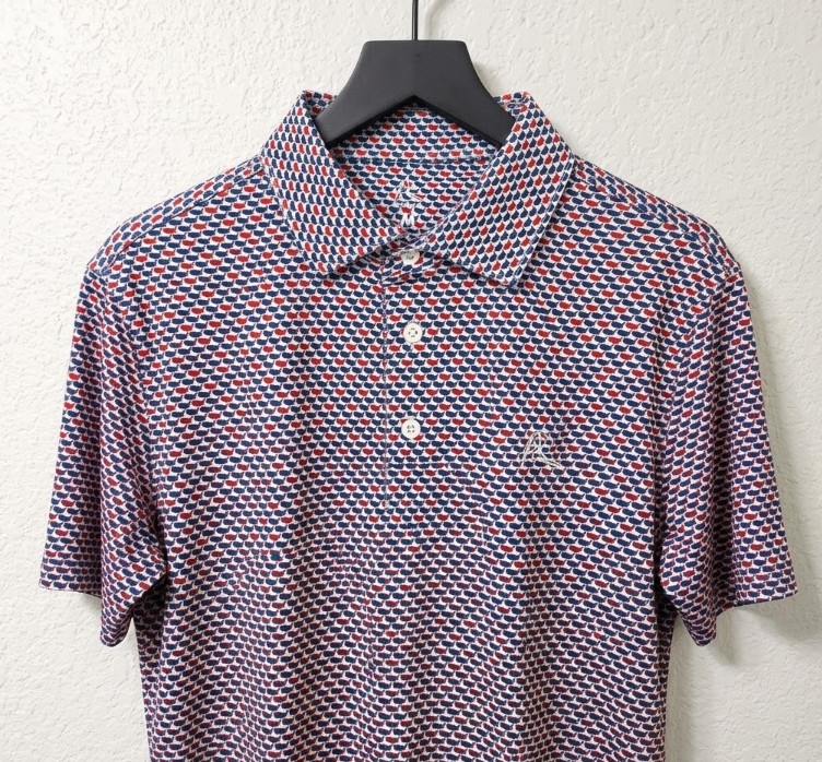 Rhoback The 1776 Performance Polo Mens Size L Navy USA Flag Golf Shirt
