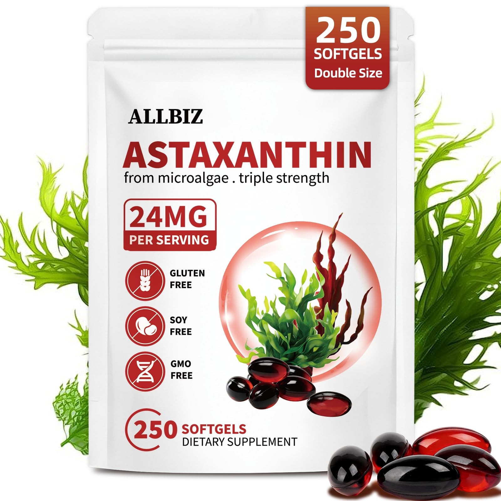 ALLBIZ Astaxanthin 24mg | 250 Softgels | 250-Day Supply 250 Count (Pack of 1) ALLBIZ Astaxanthin 24mg | 250 Softgels | 250-Day Supply 250 Count (Pack of 1)