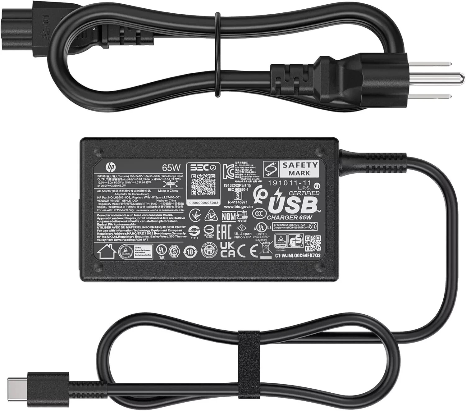 OEM Genuine HP USB-C 65W Laptop Charger AC Power Adapter L65505-003 L67440-001