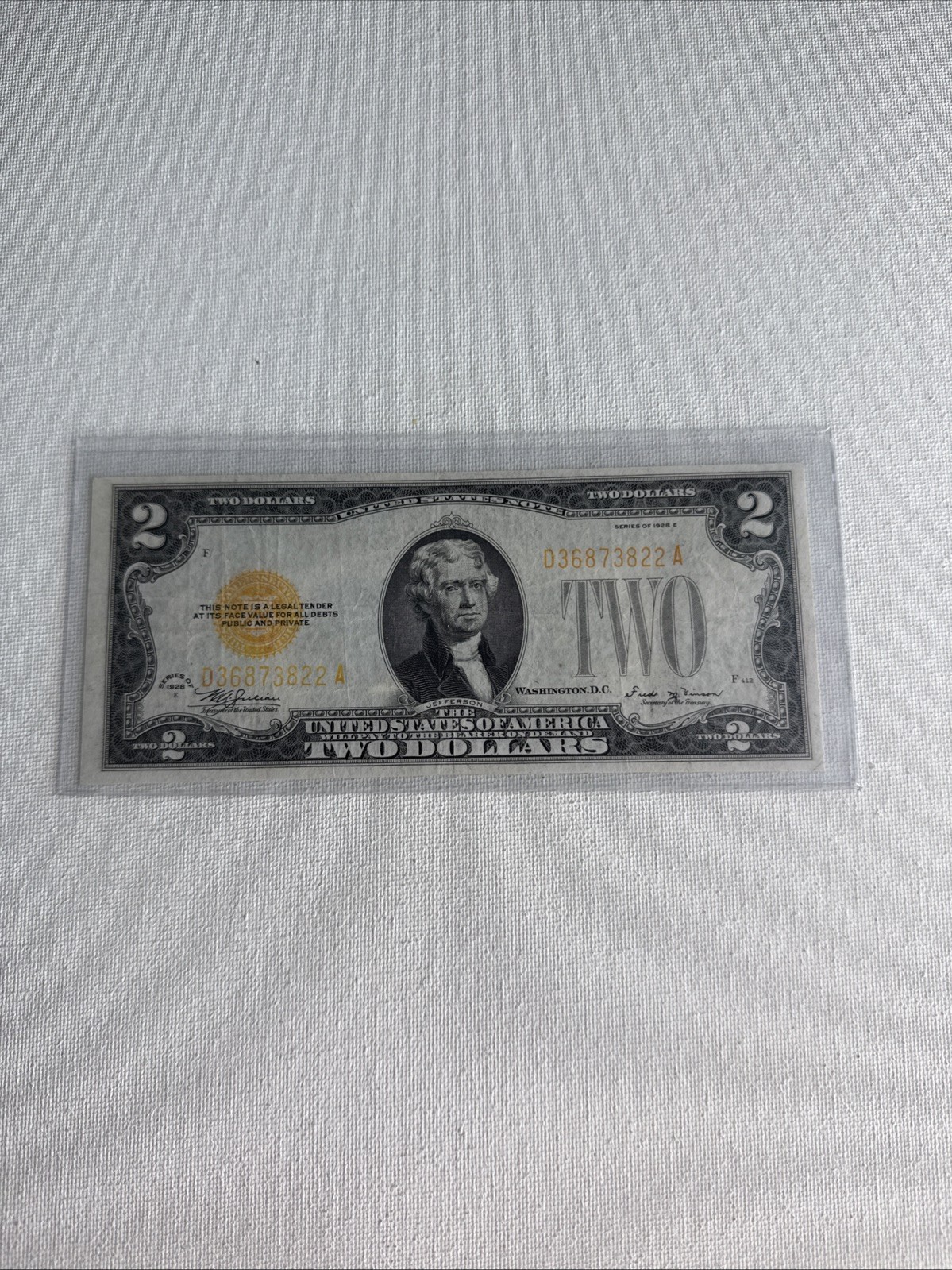 1928 E $2 Dollar Bill Yellow Seal Note 1928 E $2 Dollar Bill Yellow Seal Note