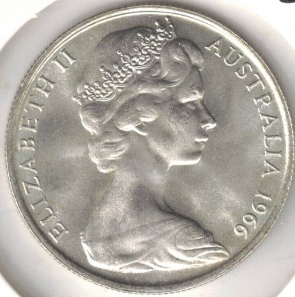 1966 AUSTRALIA Brilliant Uncirculated Silver 50 Cent QEII & Coat of Arms Coin