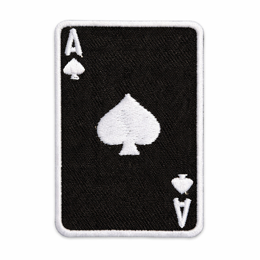 Ace of Spades Embroidered Patch Black White Playing Card Iron On Sew On Applique