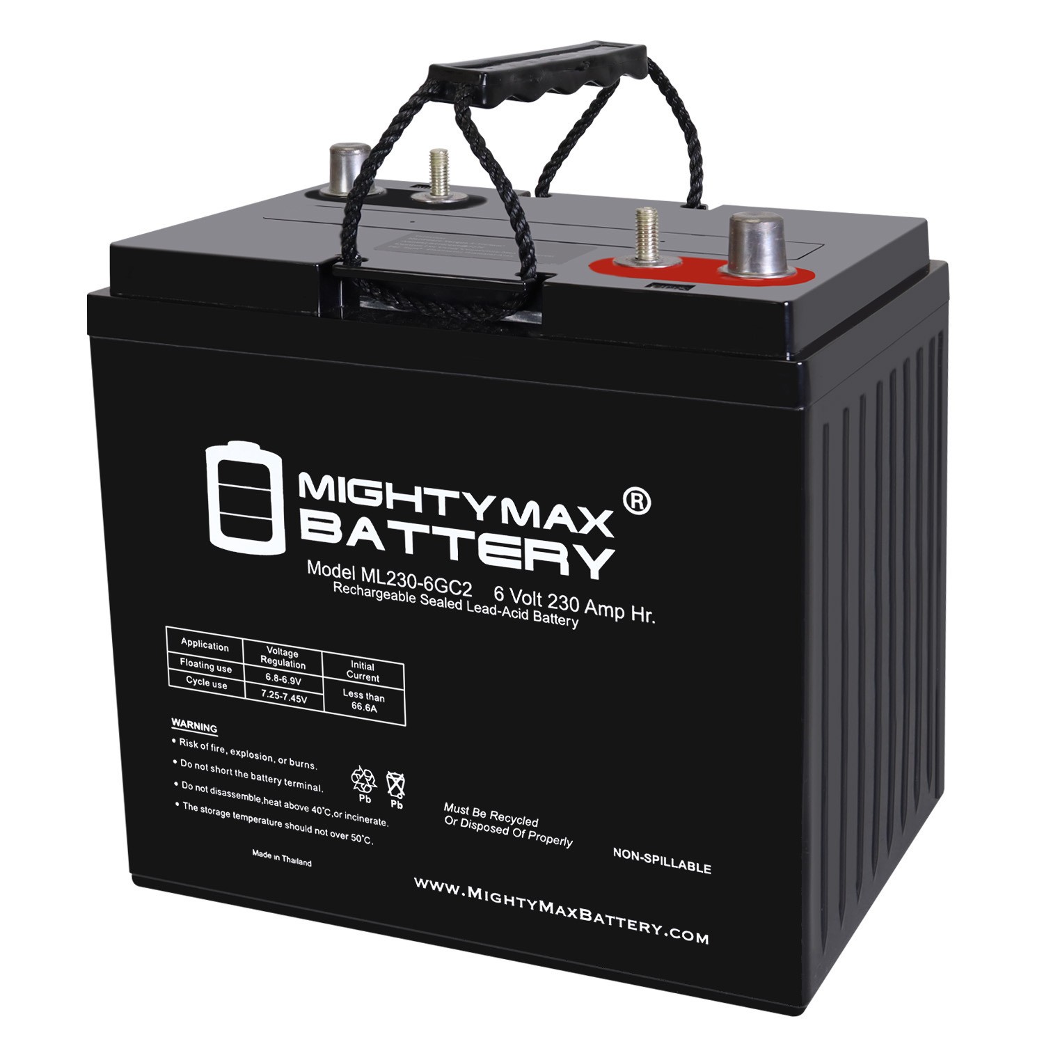 Mighty Max 6V 230AH Dual Terminal SLA Battery Replaces E-Z-GO 800E Turff Vehicle