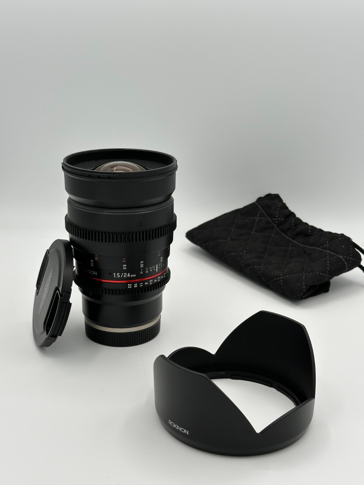 Rokinon 24mm T1.5 Cine Lens Sony E-Mount w/ Caps Hood Pouch