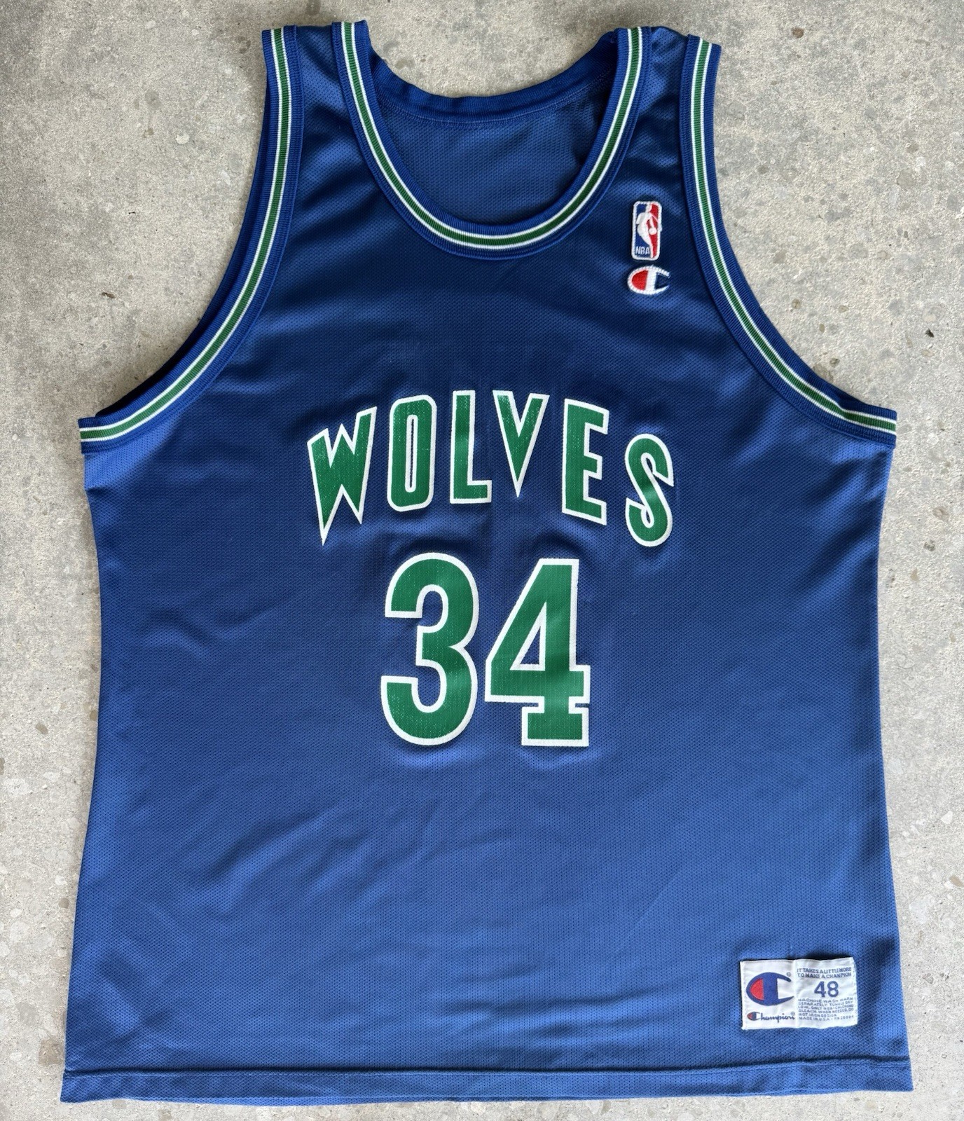 VINTAGE ISAIAH RIDER JERSEY MINNESOTA TIMBERWOLVES CHAMPION XL 48 EDWARDS 1993