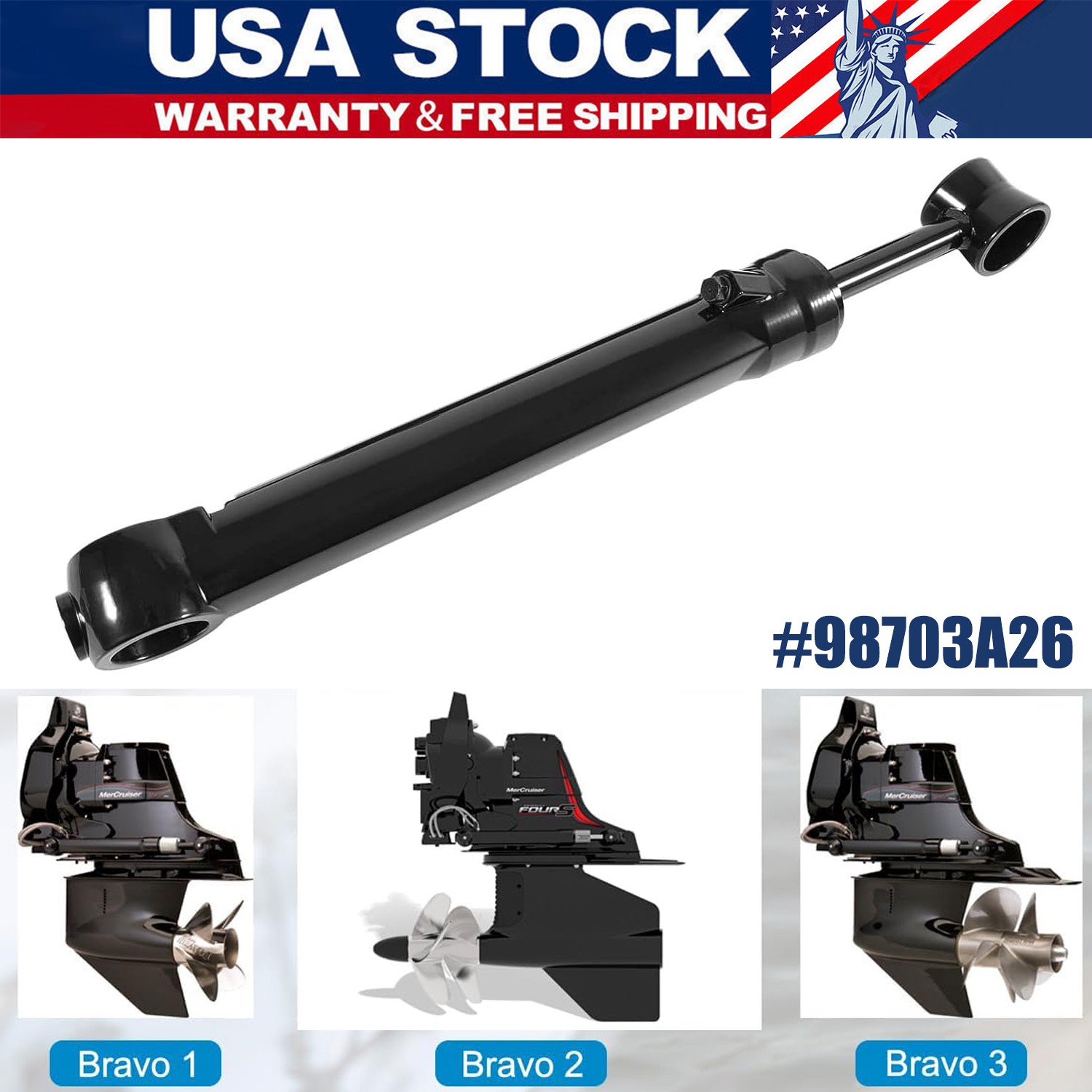Port Trim Ram Cylinder 9B-121-02 for MerCruiser Bravo 1 2 3 X1 X2 X3 X4S XZ