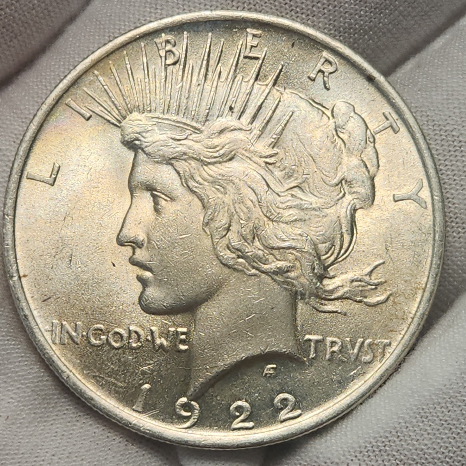 1922 P Peace Silver Dollar Toned $1 US Coin Choice AU Almost Uncirculated P22Db4