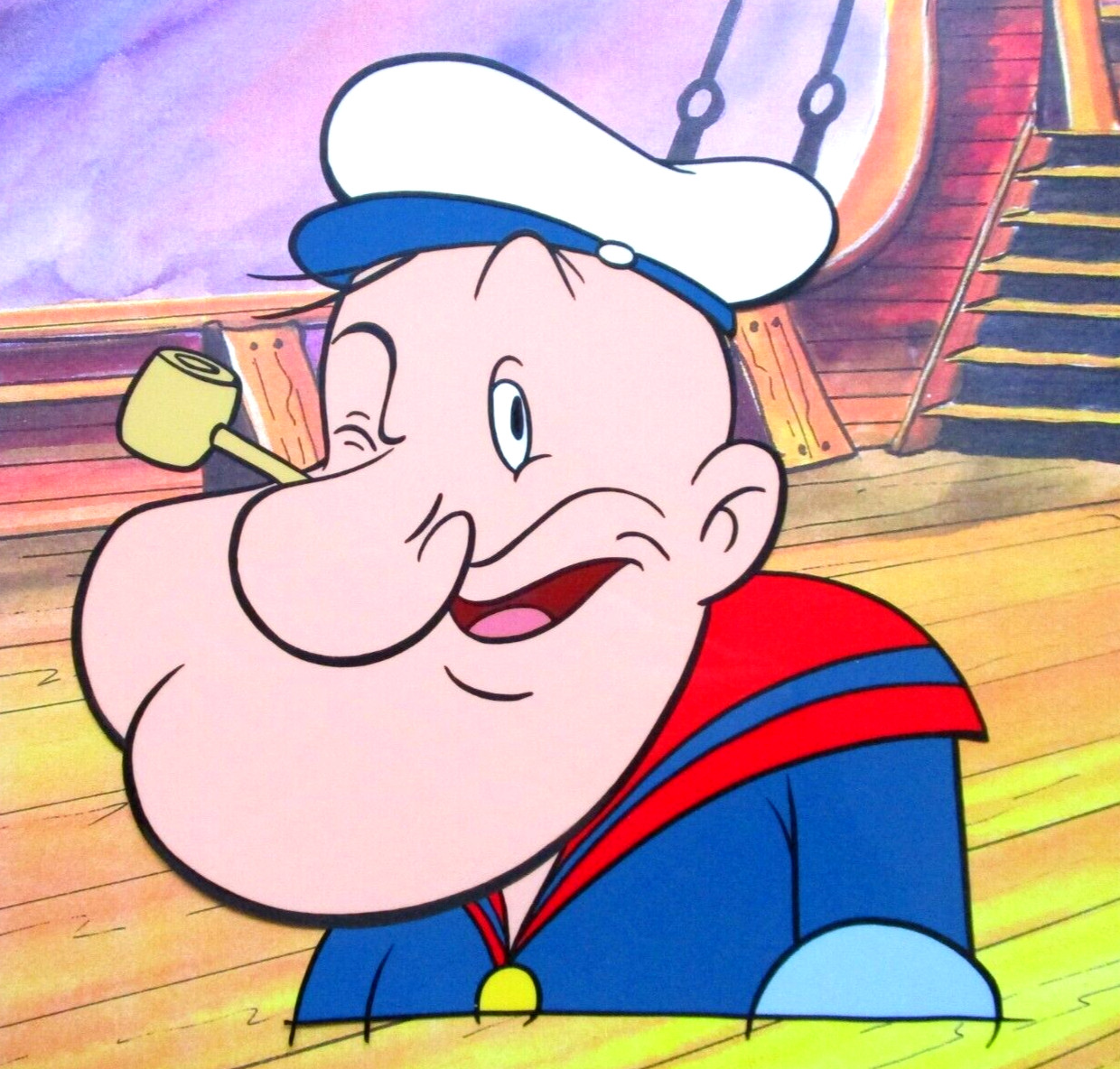 POPEYE sailor 1980's HANNA-BARBERA ORIGINAL PRODUCTION CEL pipe muscles hat boat POPEYE sailor 1980's HANNA-BARBERA ORIGINAL PRODUCTION CEL pipe muscles hat boat