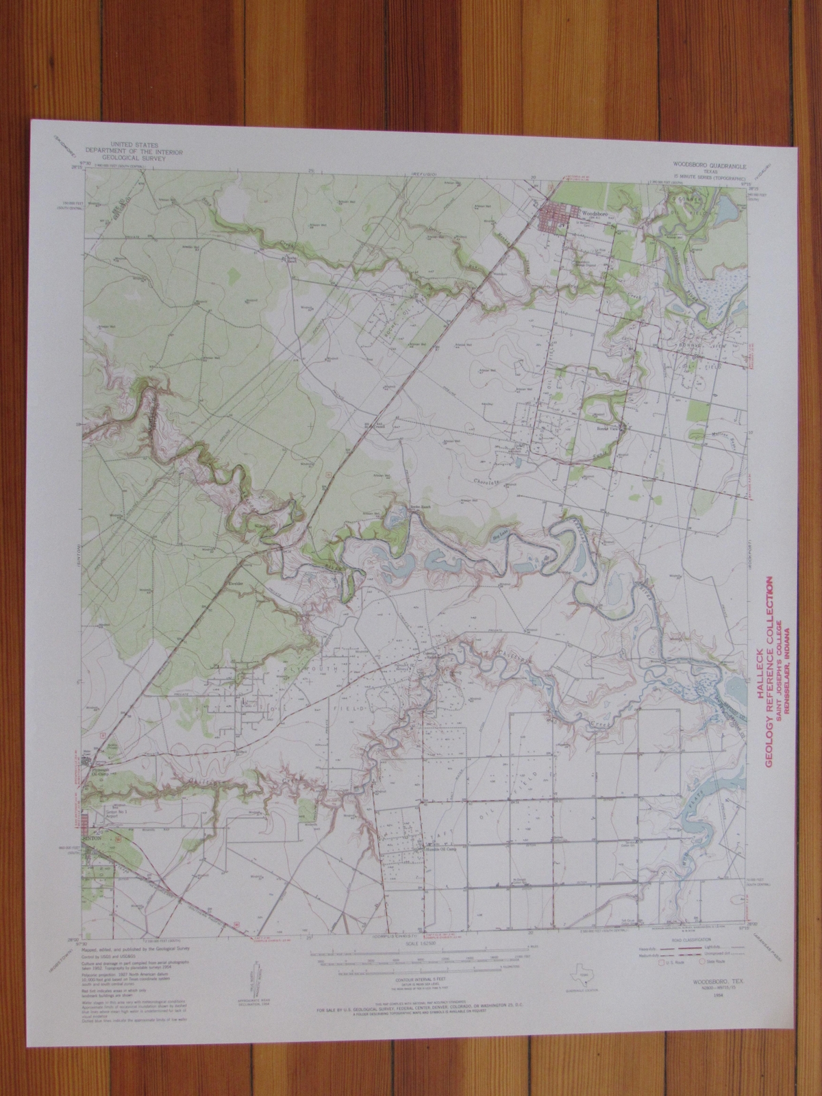 Woodsboro Texas 1956 Original Vintage USGS Topo Map
