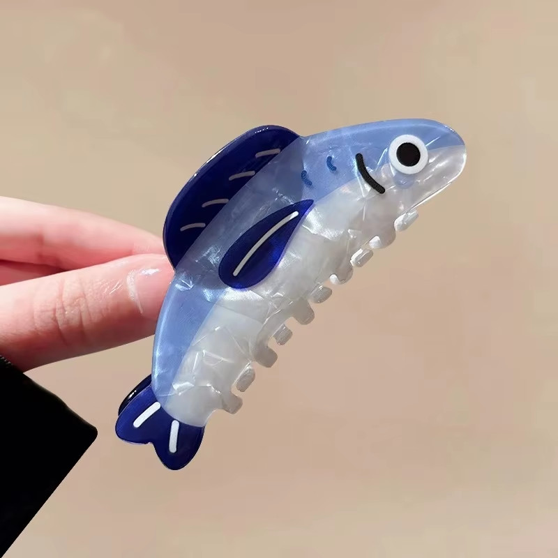 1Pcs Creative Ocean Sardine Hair Clip Cute Shark Texture Ponytail Holder Female 1Pcs Creative Ocean Sardine Hair Clip Cute Shark Texture Ponytail Holder Female