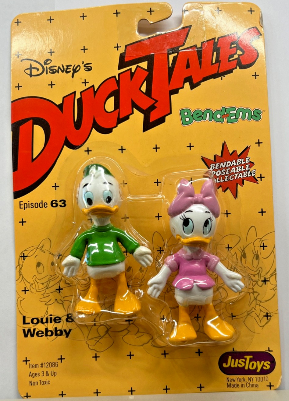 Vintage Disney DuckTales LOUIE & WEBBY Twistable Bendable...BRAND NEW UNOPENED
