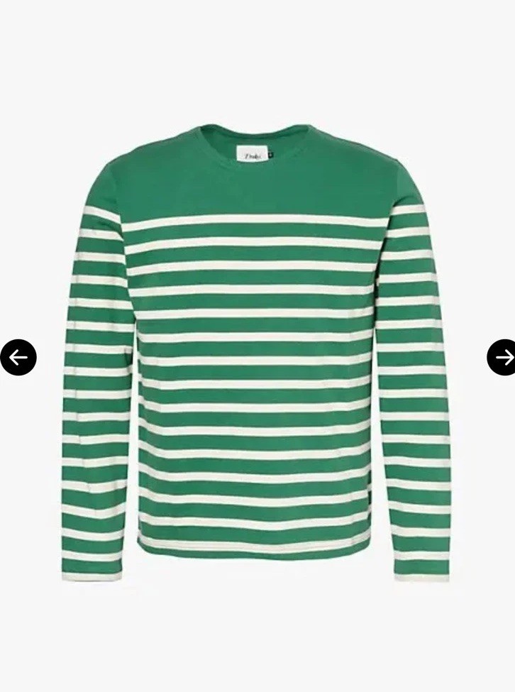 Drake’s Green Ecru Striped Long Sleeve T-Shirt Men’s Large Made in Portugal Drake’s Green Ecru Striped Long Sleeve T-Shirt Men’s Large Made in Portugal