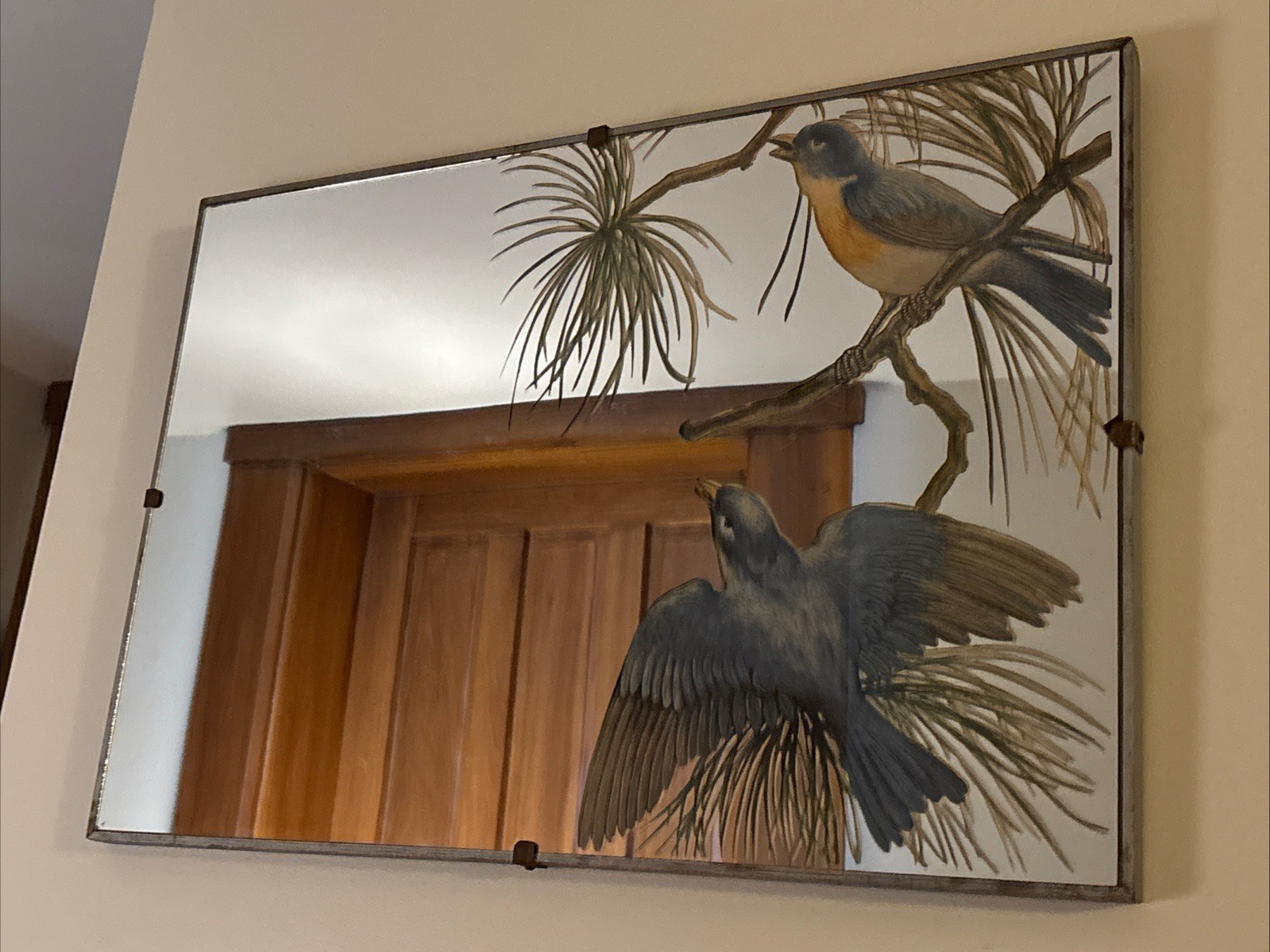 VTG Turner Blue Bird Mirror Painted Art Deco Mid Century Modern Retro 1950s NICE