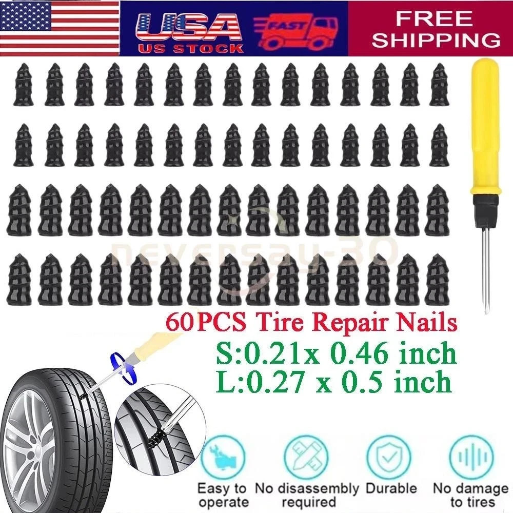 60PCS Car Vacuum Tire Repair Nail Rubber Screw Nails+ Screwdriver Tool Set w/Box 60PCS Car Vacuum Tire Repair Nail Rubber Screw Nails+ Screwdriver Tool Set w/Box