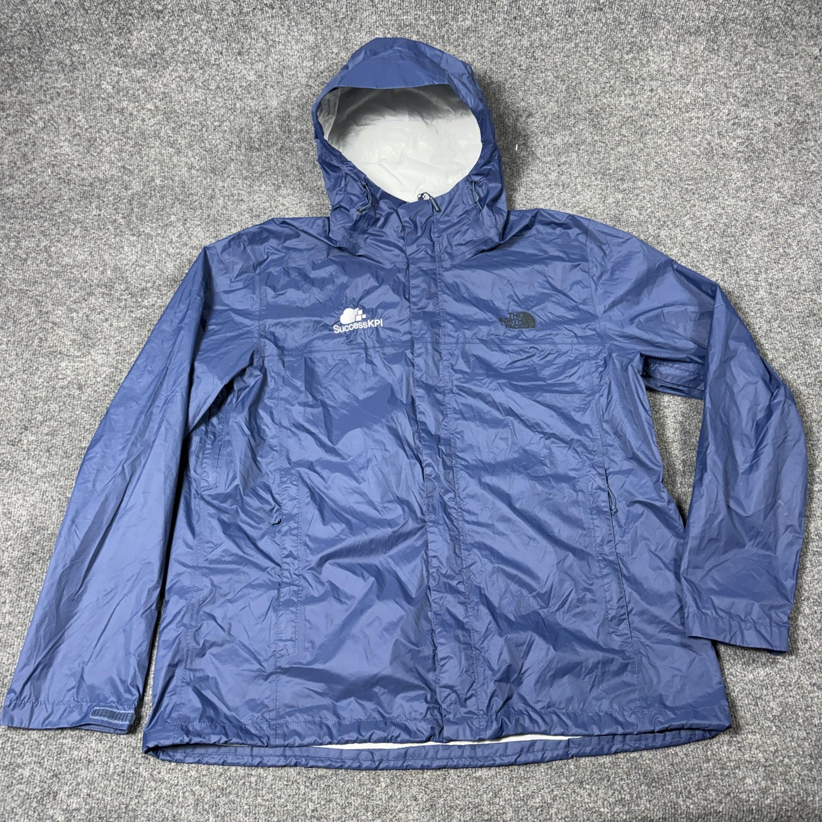 The North Face Jacket Mens 2XL Blue Hooded Rain Coat Full Zip SuccessKPI