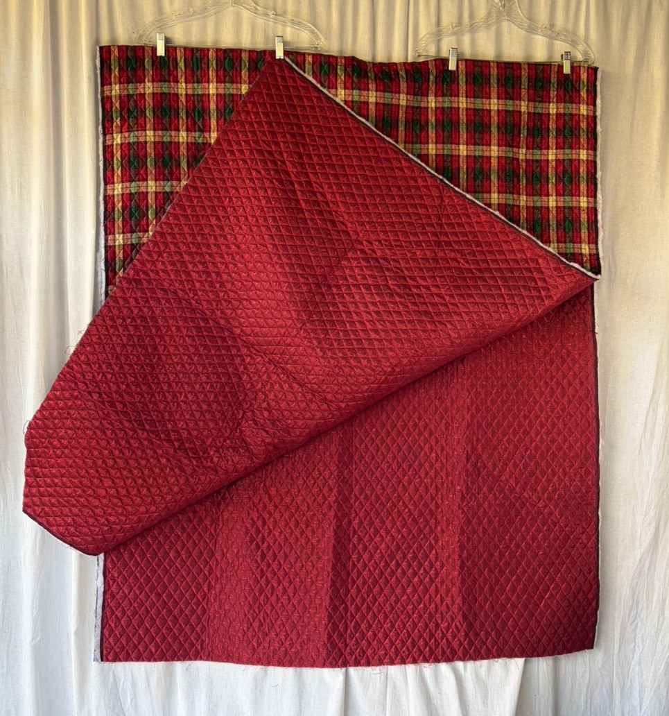 Christmas red plaid metallic Pre Quilted Double Sided fabric2 3/4 yards Christmas red plaid metallic Pre Quilted Double Sided fabric2 3/4 yards