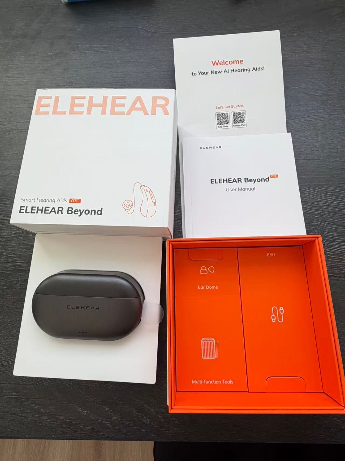 Preowned ELEHEAR-Beyond Hearing Aids Set * 1, Black Series Box Opened only