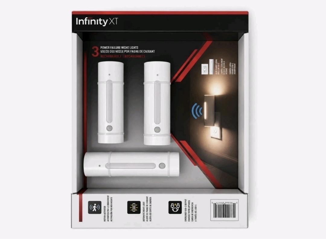 Infinity X1 Power Failure Night Light 3-Pack, 5-in-1 Plug-In Motion Sensor Lamp