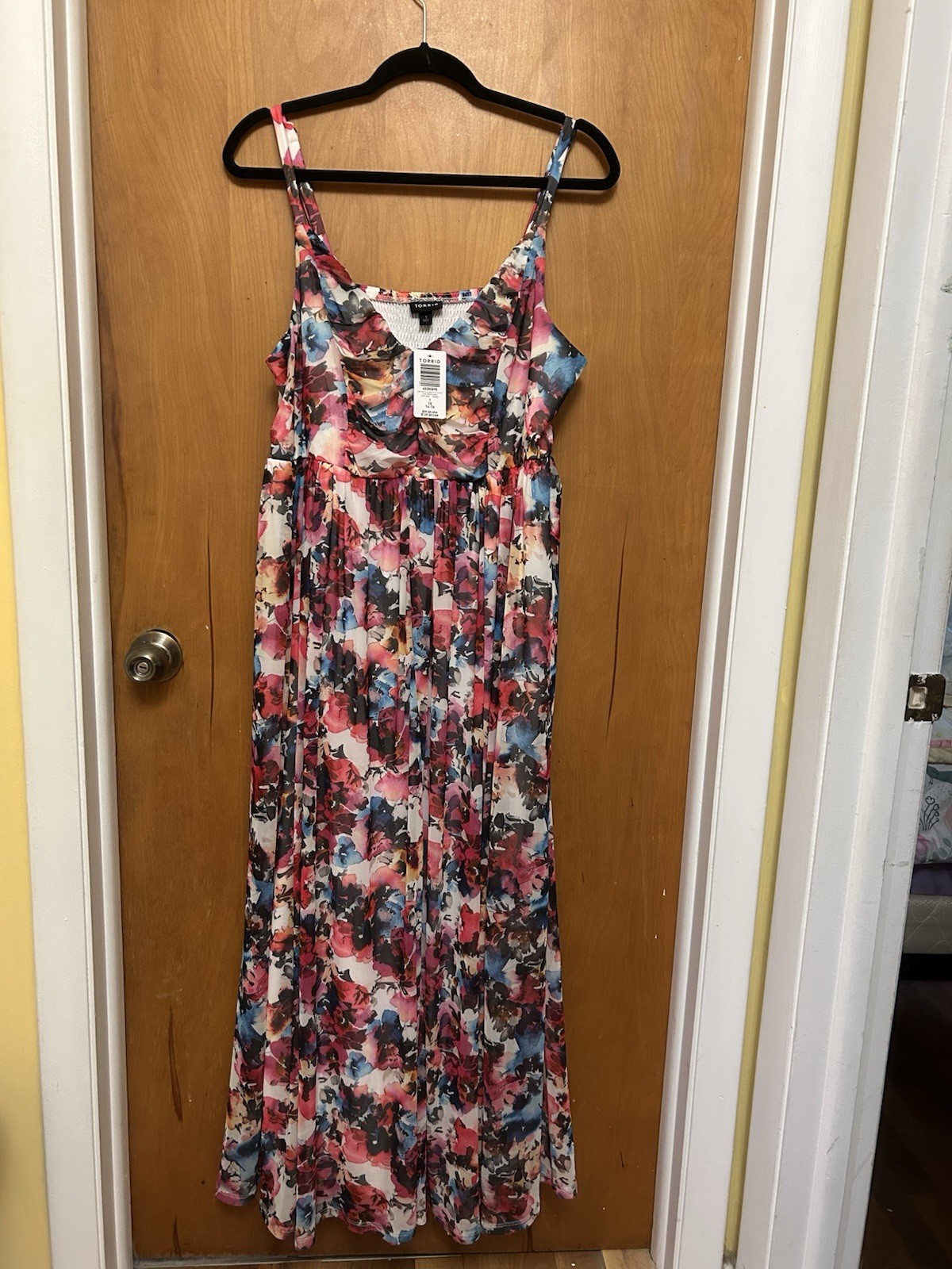 Torrid 1X Multicolor Floral Smocked Halter Neck Maxi Dress Sleeveless