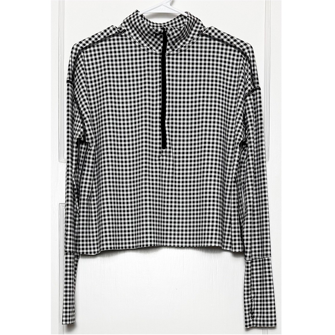 THE GREAT X EDDIE BAUER Gingham 1/2 Zip Mockneck Outdoor Athletic Pullover Small