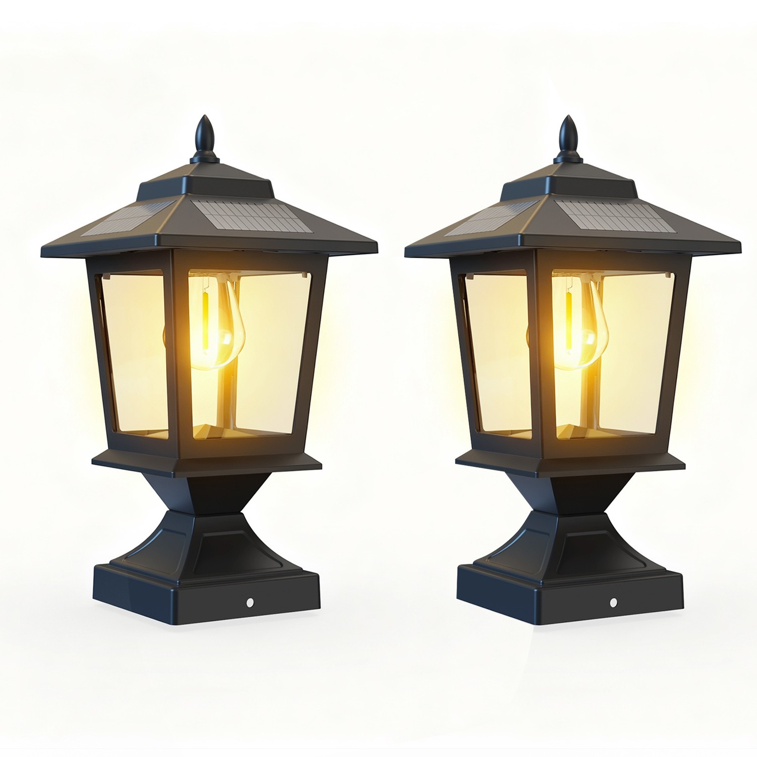 2 pack Solar Cap Lights 4x4 Waterproof Light Sensor Post Lamp for Garden Decor