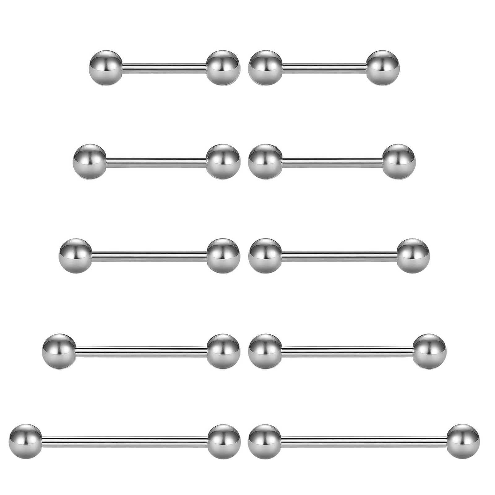 Tongue Rings Nipple Piercing Jewelry 14G Surgical Steel 10mm 12mm 14mm 16mm 1...