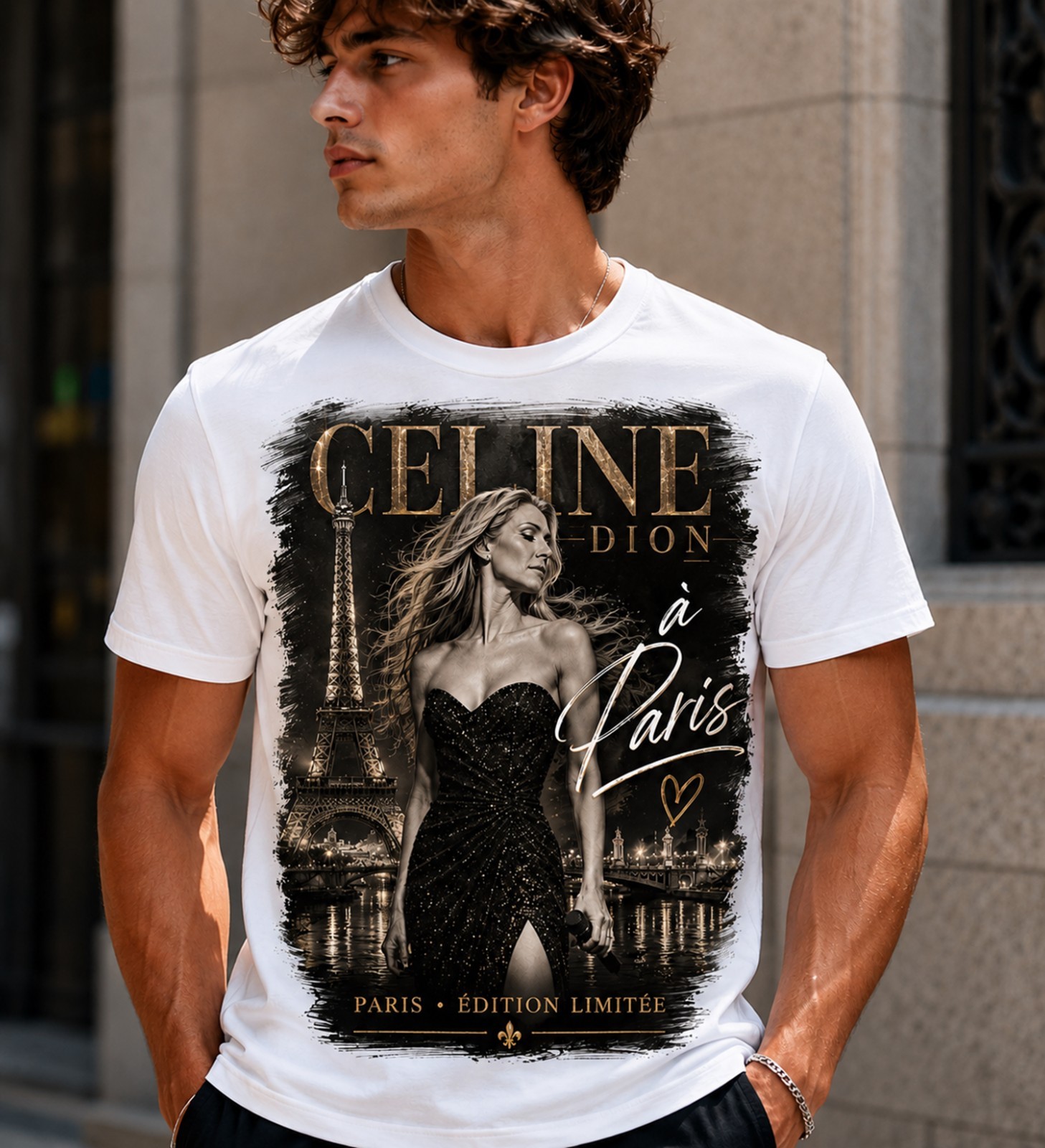 Céline Dion à Paris - Édition Limitée | Noir & Or T-Shirt
