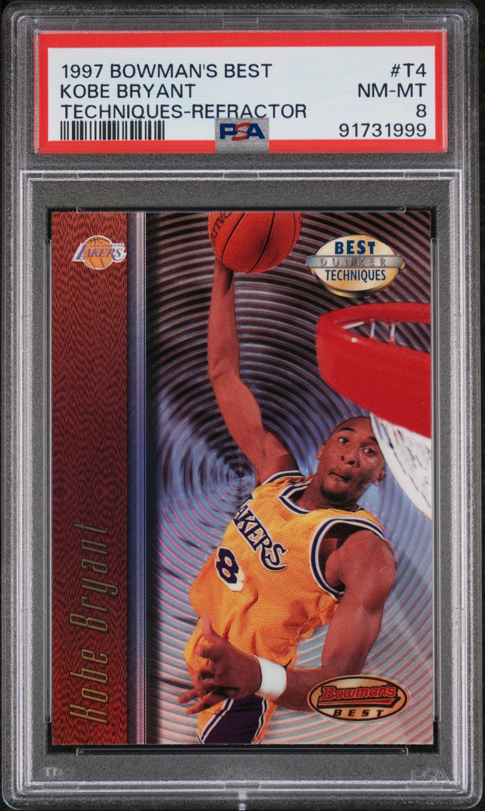 1997-98 Bowman\'s Best - Best Techniques Kobe Bryant #T4 Refractor PSA 8